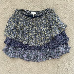Joie silk tiered floral mini skirt size S
